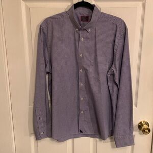 UNTUCKIT Men’s Wrinkle-Free Mclaren Shirt Blue Grounded Purple Gingham Shirt
